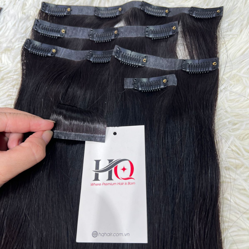 Clip-In Hair Extensions Natural Straight Black 